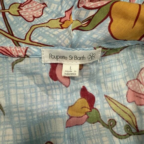 Poupette St. Barth Size Large Aude Wrap Mini Dress Blue Floral Ruffle Feminine - Picture 8 of 12